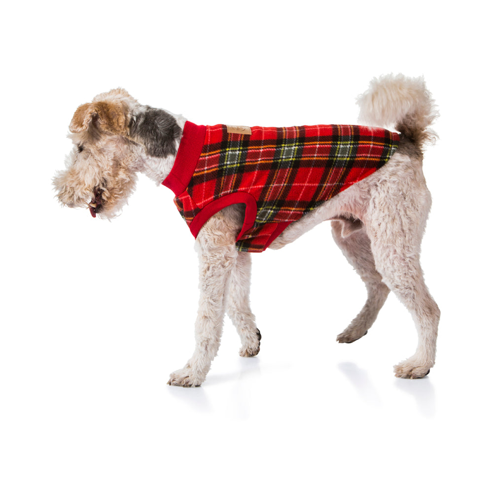 Dog Apparel: Red Tartan Dog Pyjamas 40cm