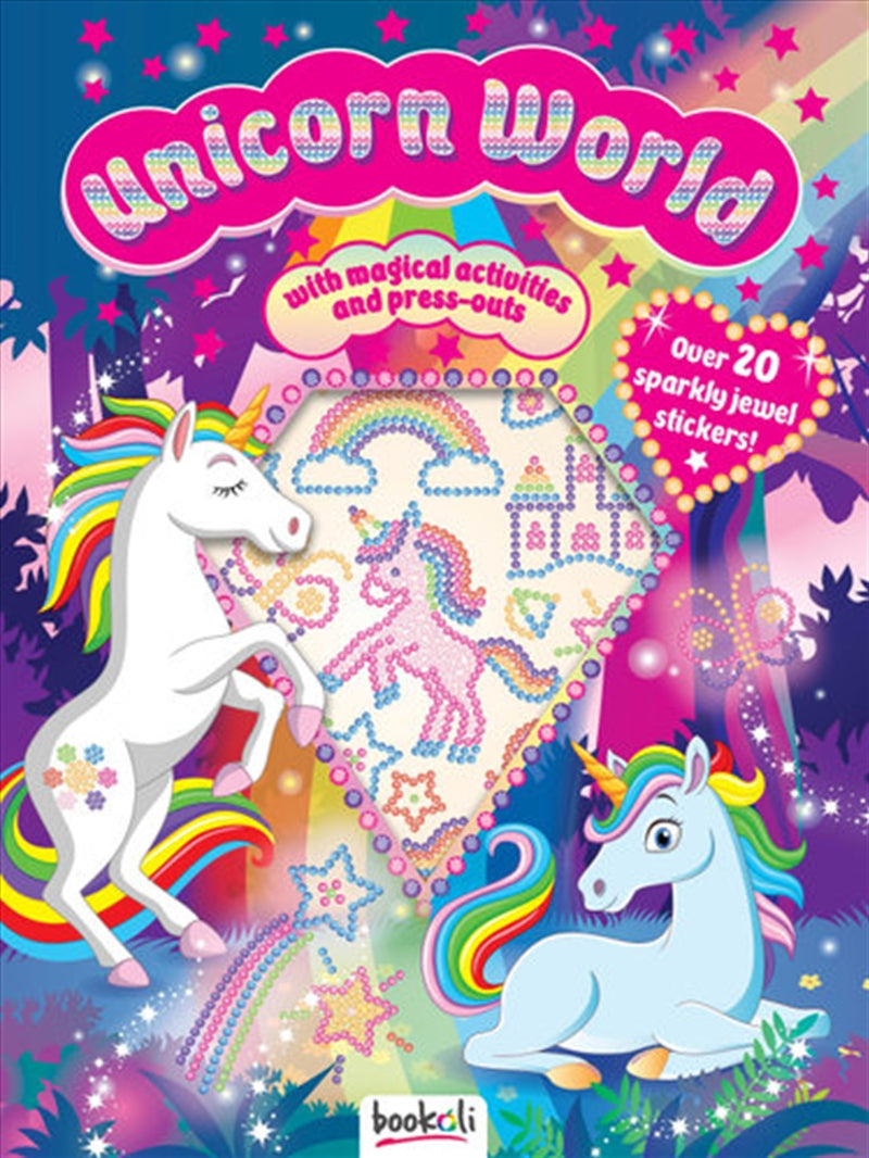 Cosmetic & Toiletry Bags: Puffy Sticker Jewel Unicorn World