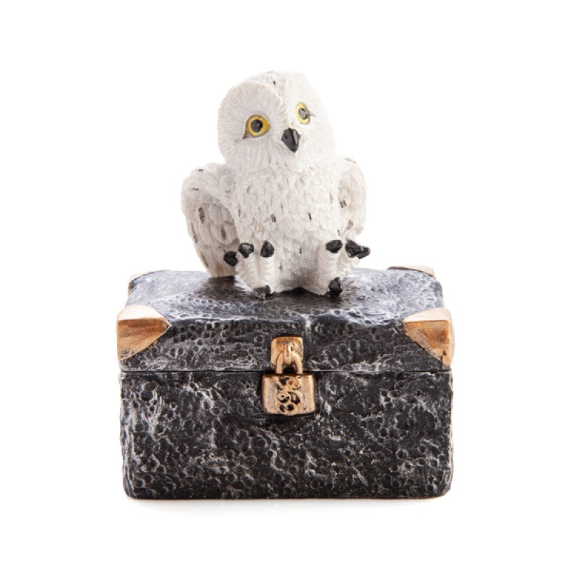 Building Materials: Snowy Owl Metal Chest Trinket Box