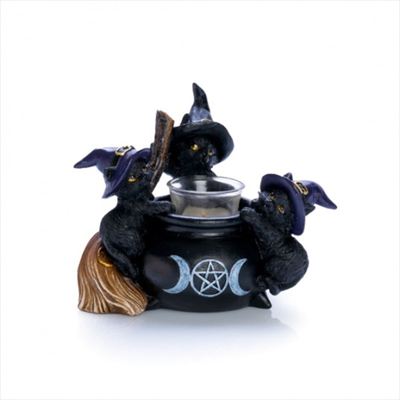 Coffee Tables: Black Cat Cauldron Tealight Holder