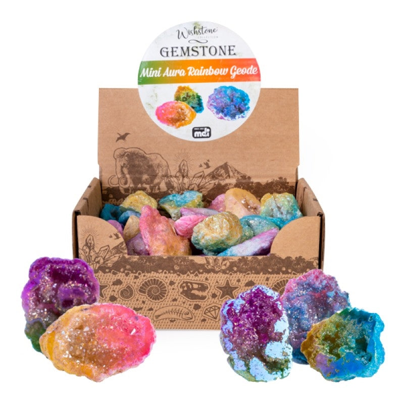 Wellness Accessories: Gemstone Mini Rainbow Aura Geode (SENT AT RANDOM)
