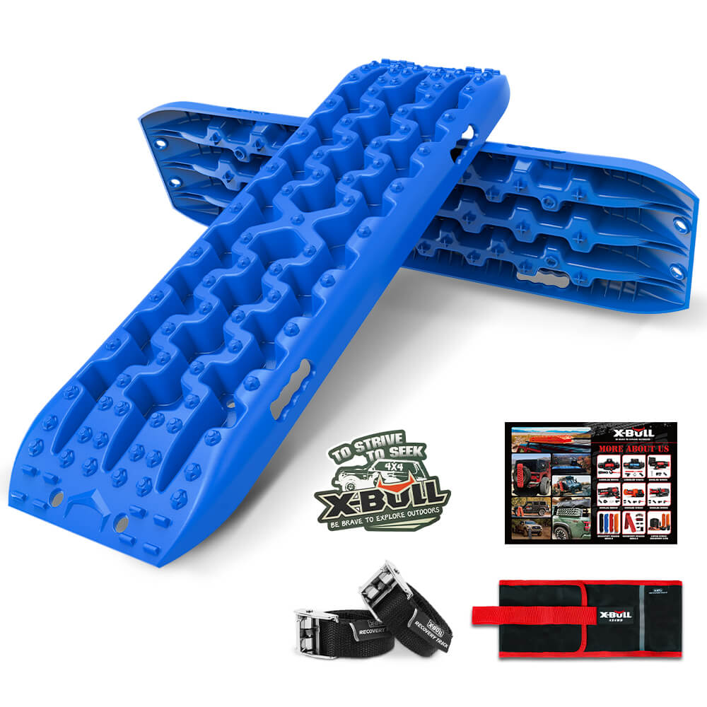 4WD Recovery Tools: X-BULL Recovery tracks kit Boards 4WD strap mounting 4x4 Sand Snow Car qrange GEN3.0 6pcs blue
