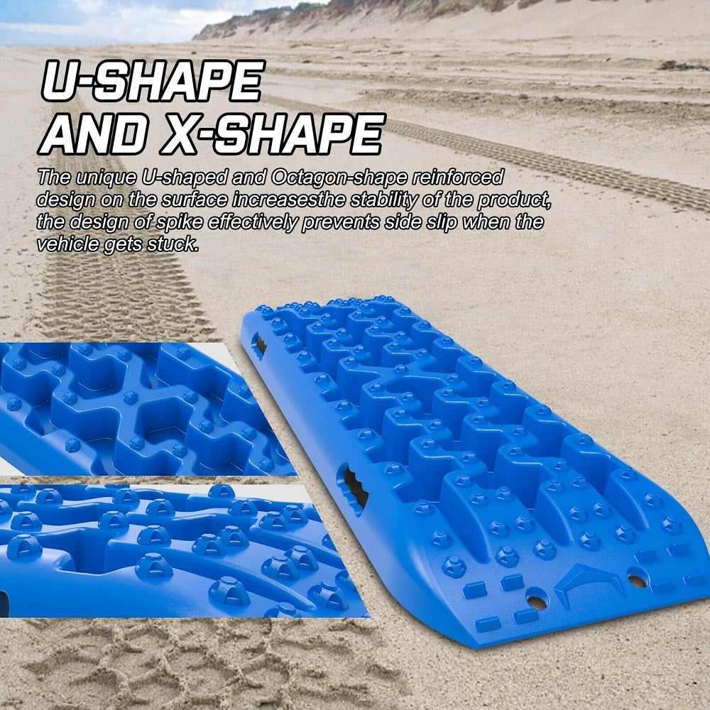 4WD Recovery Tools: X-BULL Recovery tracks kit Boards 4WD strap mounting 4x4 Sand Snow Car qrange GEN3.0 6pcs blue
