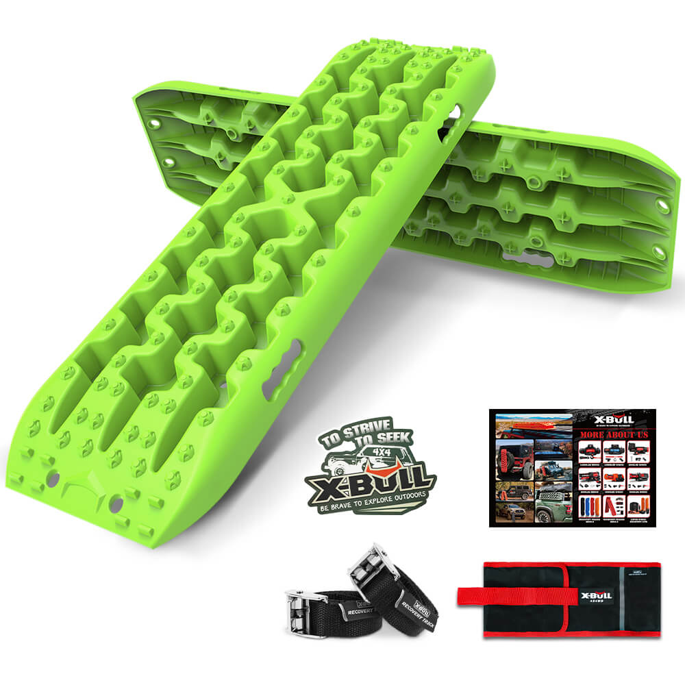 4WD Recovery Tools: X-BULL Recovery tracks kit Boards Sand Mud Trucks 6pcs strap mounting 4x4 Sand Snow Car green GEN3.0