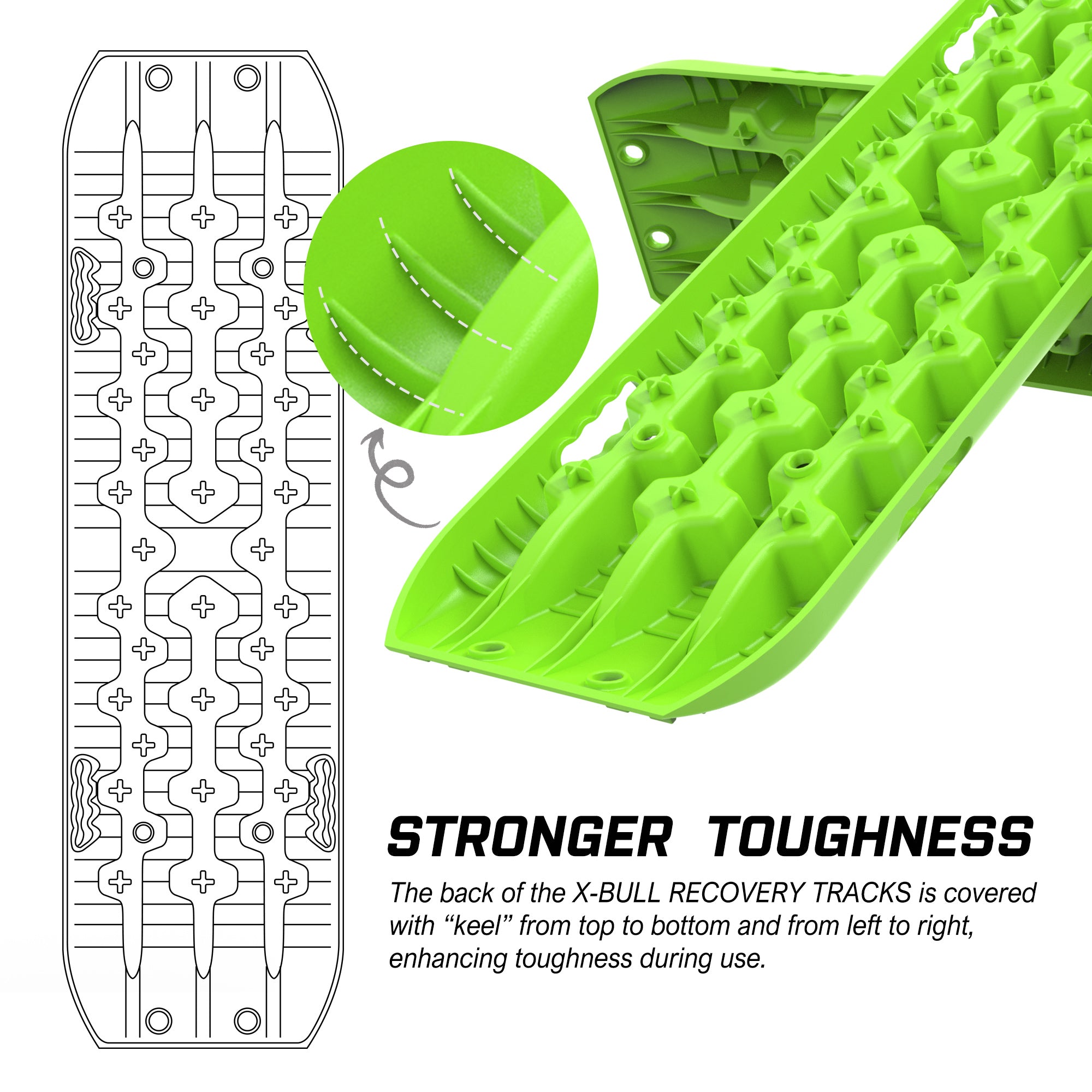 4WD Recovery Tools: X-BULL Recovery tracks kit Boards Sand Mud Trucks 6pcs strap mounting 4x4 Sand Snow Car green GEN3.0