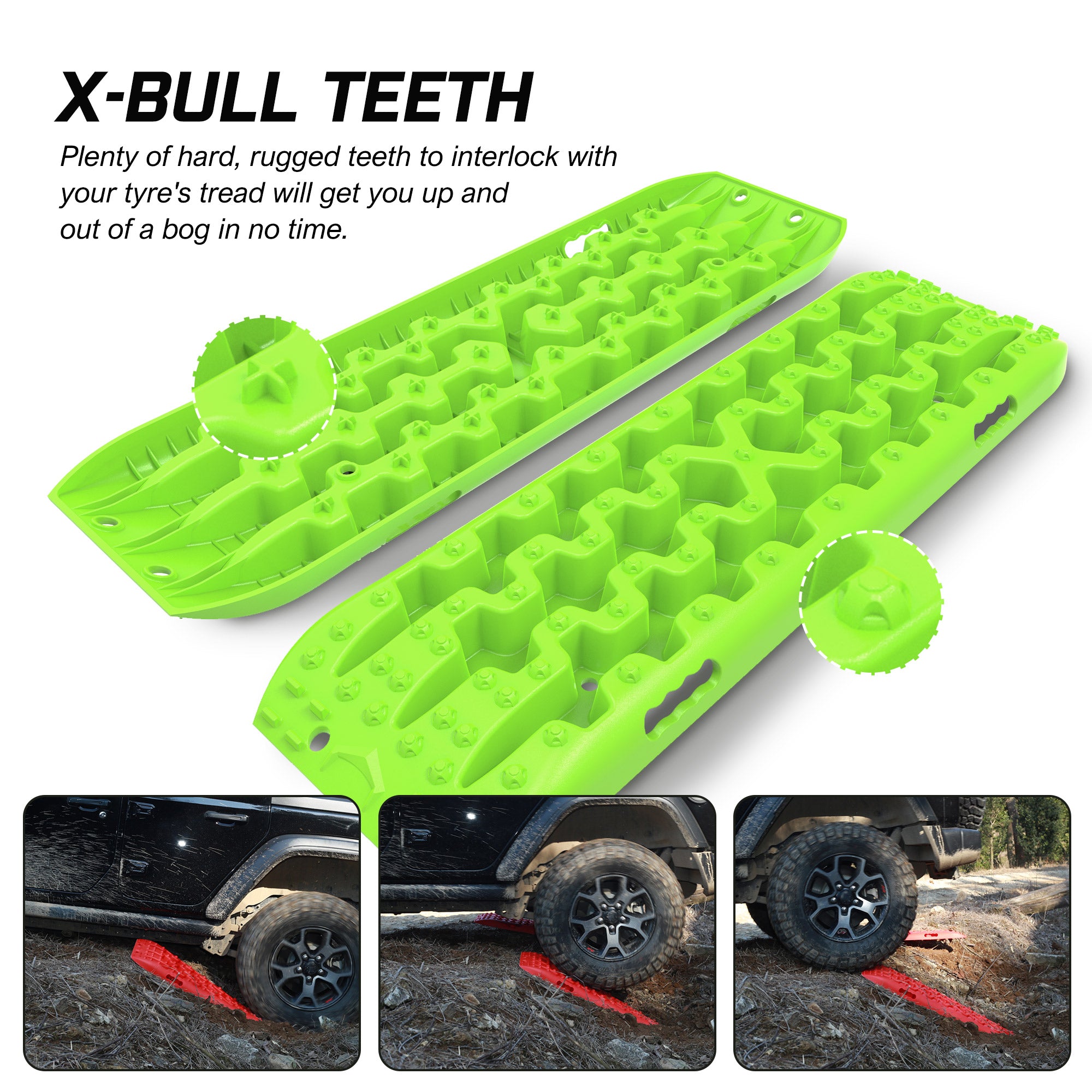 4WD Recovery Tools: X-BULL Recovery tracks kit Boards Sand Mud Trucks 6pcs strap mounting 4x4 Sand Snow Car green GEN3.0