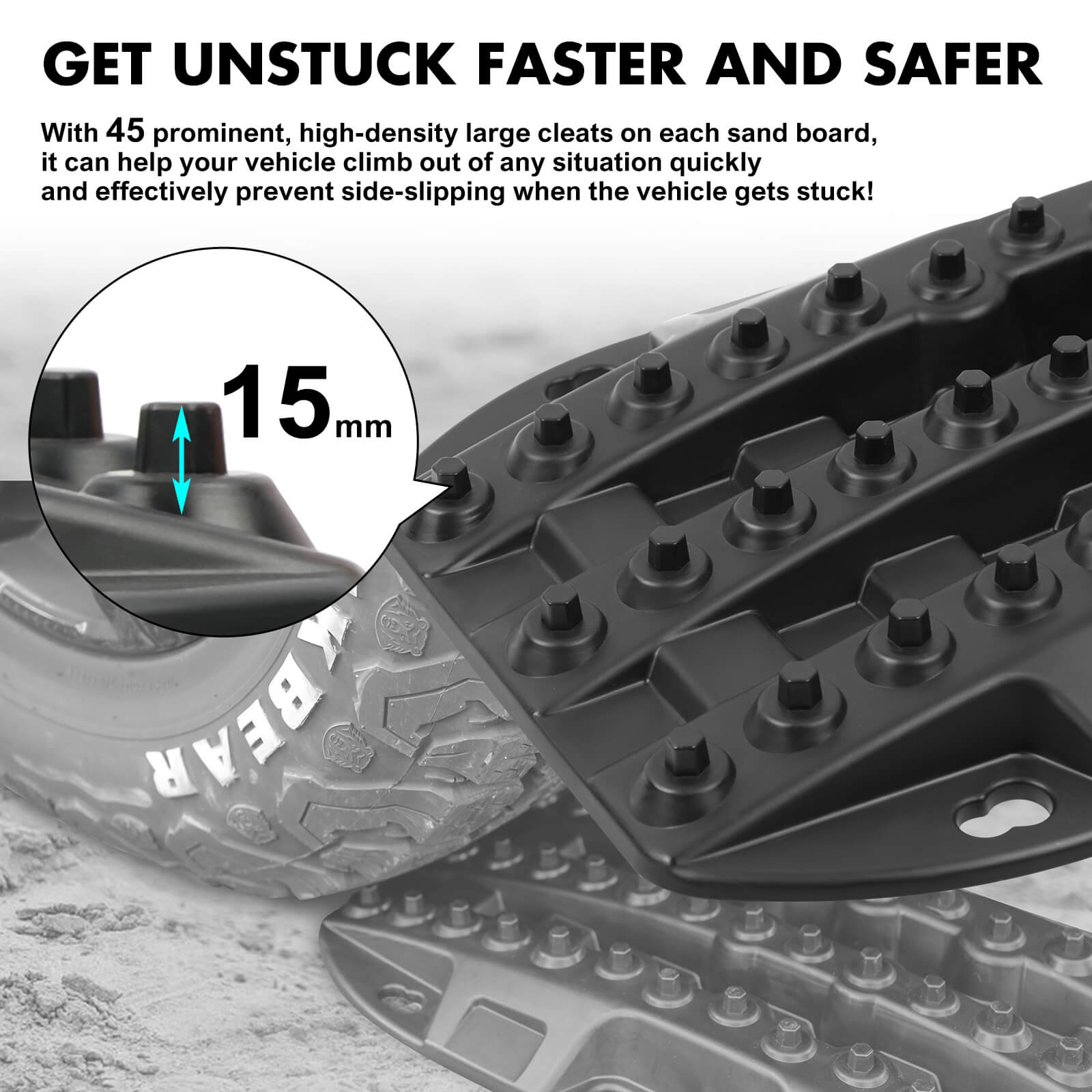 4WD Recovery Tools: X-BULL Mini Recovery Tracks Traction Boards Sand Mud Snow 4WD 4x4 Vehicle 1 Pair Black