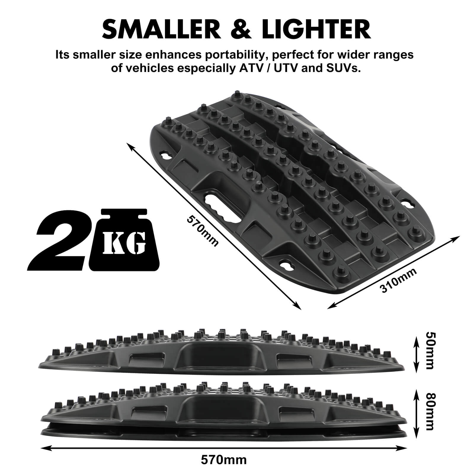 4WD Recovery Tools: X-BULL Mini Recovery Tracks Traction Boards Sand Mud Snow 4WD 4x4 Vehicle 1 Pair Black