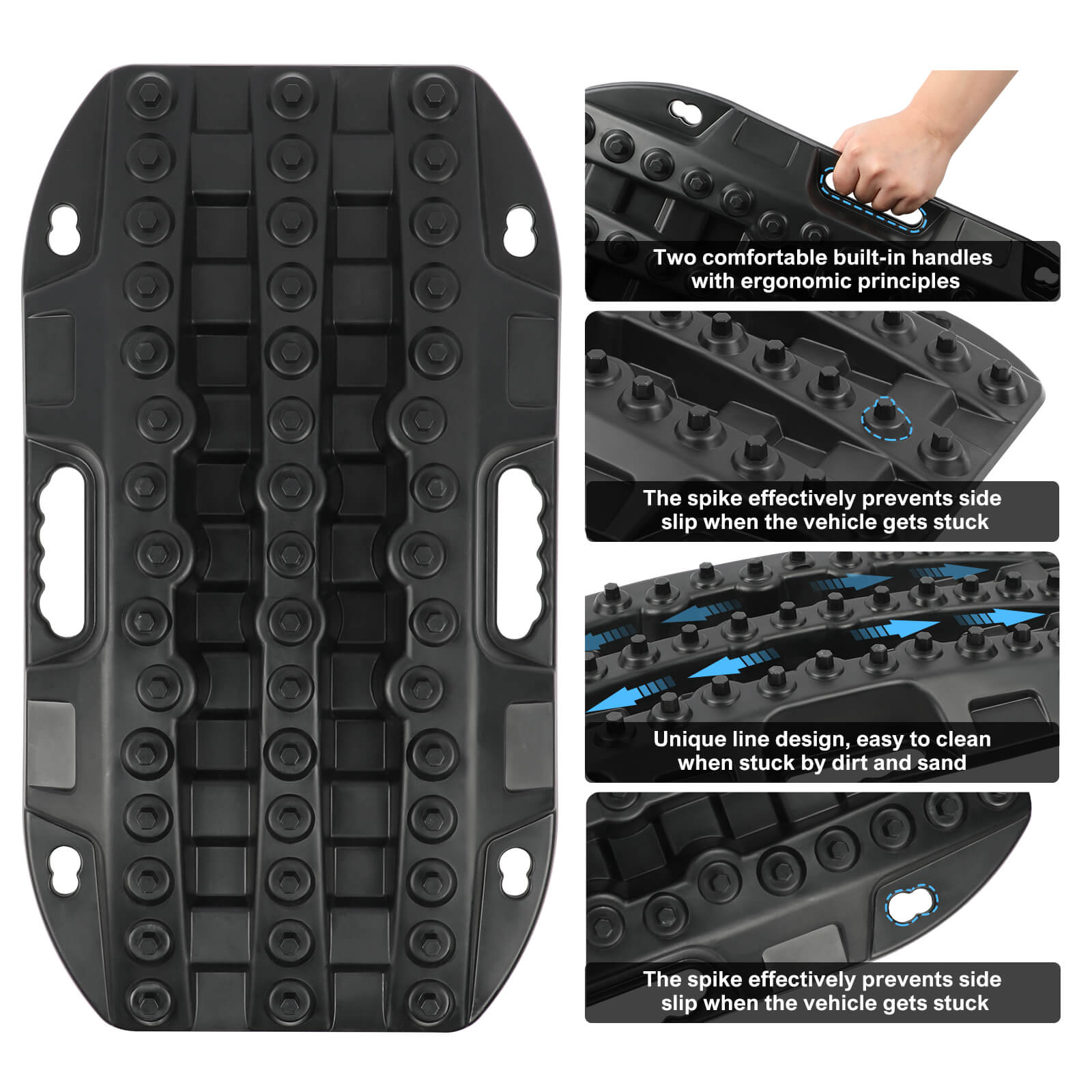4WD Recovery Tools: X-BULL Mini Recovery Tracks Traction Boards Sand Mud Snow 4WD 4x4 Vehicle 1 Pair Black