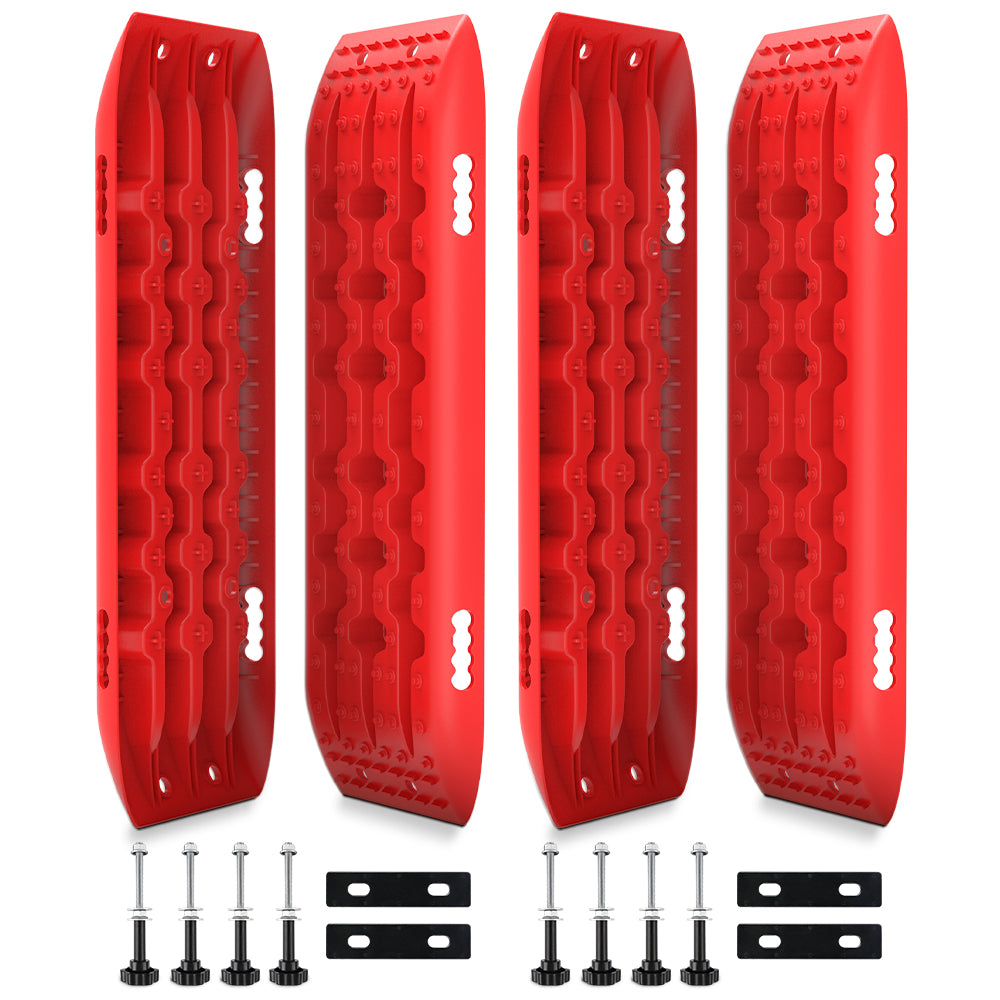 4WD Recovery Tools: X-BULL Recovery tracks 10T 2 Pairs/ Sand tracks/ Mud tracks/  Mounting Bolts Pins Gen 2.0 -Red