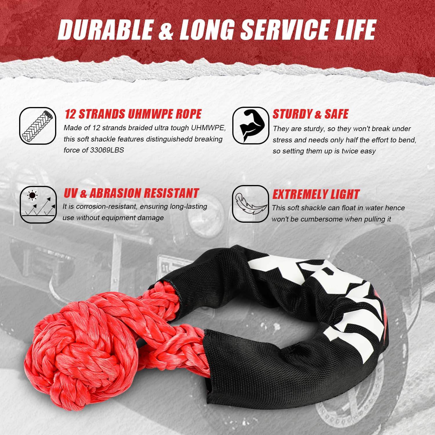 4WD Recovery Tools: X-BULL Recovery Kit Kinetic Recovery Rope With 2PCS Recovery Tracks Gen2.0 Red