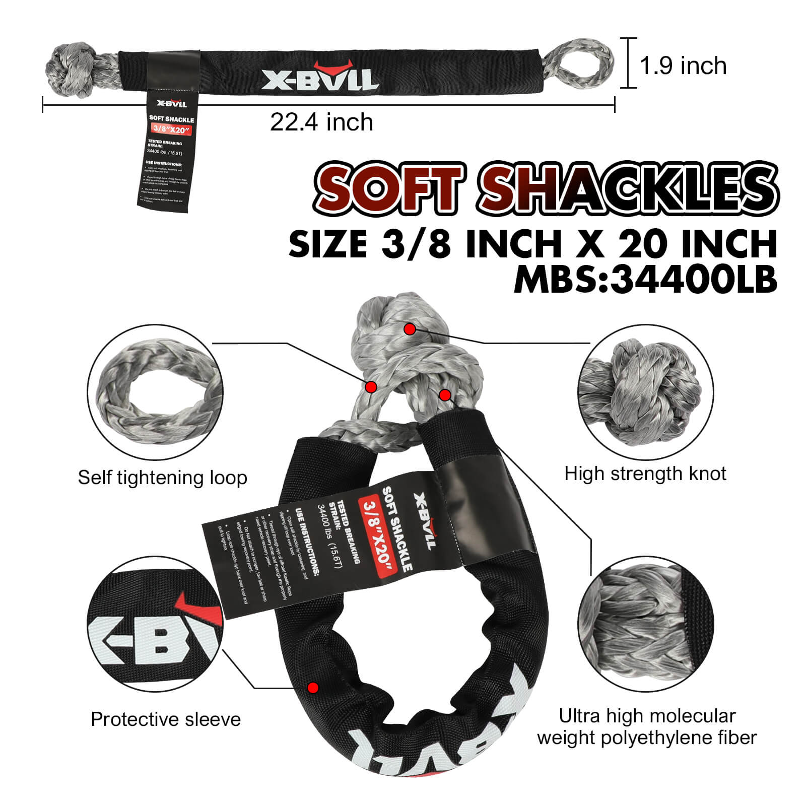 4WD Recovery Tools: X-BULL Recovery Kit Kinetic Recovery Rope With 2PCS Recovery Tracks Gen2.0 Red