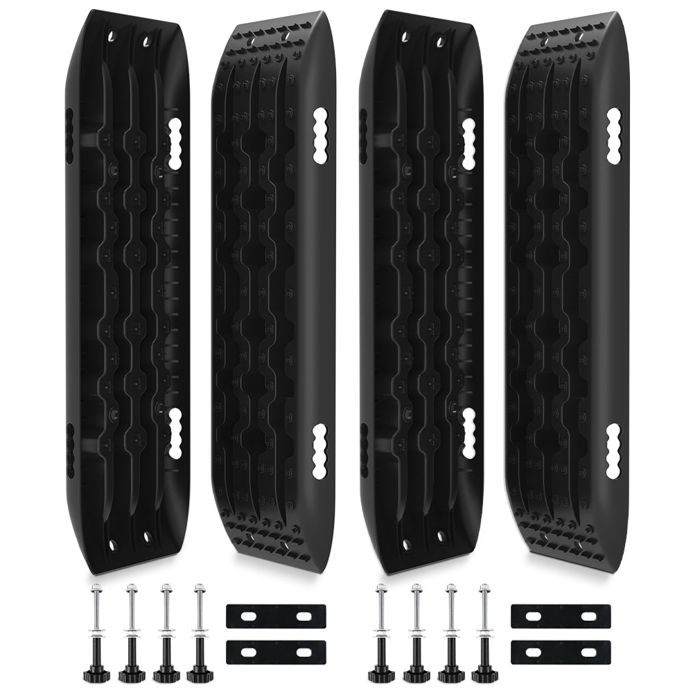 4WD Recovery Tools: X-BULL Recovery tracks Boards 10T 2 Pairs/ Sand / Mud / Snow Mounting Bolts Pins Gen 2.0 -Black