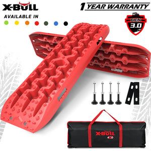 X-BULL 2PCS Recovery Tracks Snow Tracks Mud tracks 4WD With 4PC mounting bolts Red