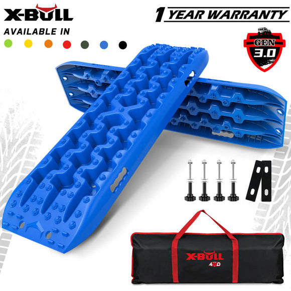 X-BULL 2PCS Recovery Boards Tracks Snow Tracks Mud tracks 4WD With 4PC mounting bolts Blue