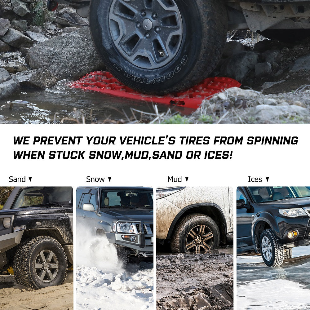 4WD Recovery Tools: X-BULL Recovery tracks Boards 10T 2 Pairs Sand Mud Snow With Mounting Bolts pins Black