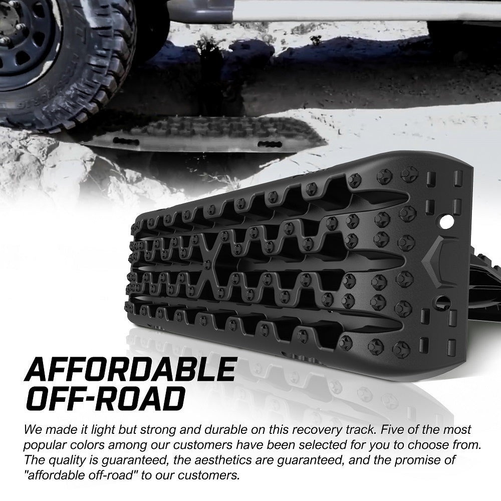 4WD Recovery Tools: X-BULL Recovery tracks Boards 10T 2 Pairs Sand Mud Snow With Mounting Bolts pins Black