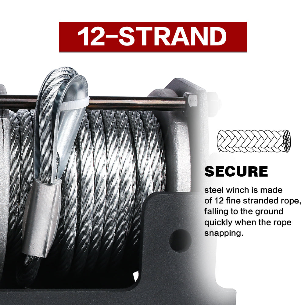 Automotive Parts: X-BULL Electric Winch 12V 3000LBS Steel Cable Wireless remote ATV UTV Boat Trailer