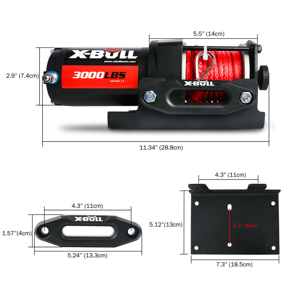 Automotive Lifts & Hoists: X-BULL Electric Winch 12V Wireless 3000lbs/1360kg Synthetic Rope BOAT ATV 4WD