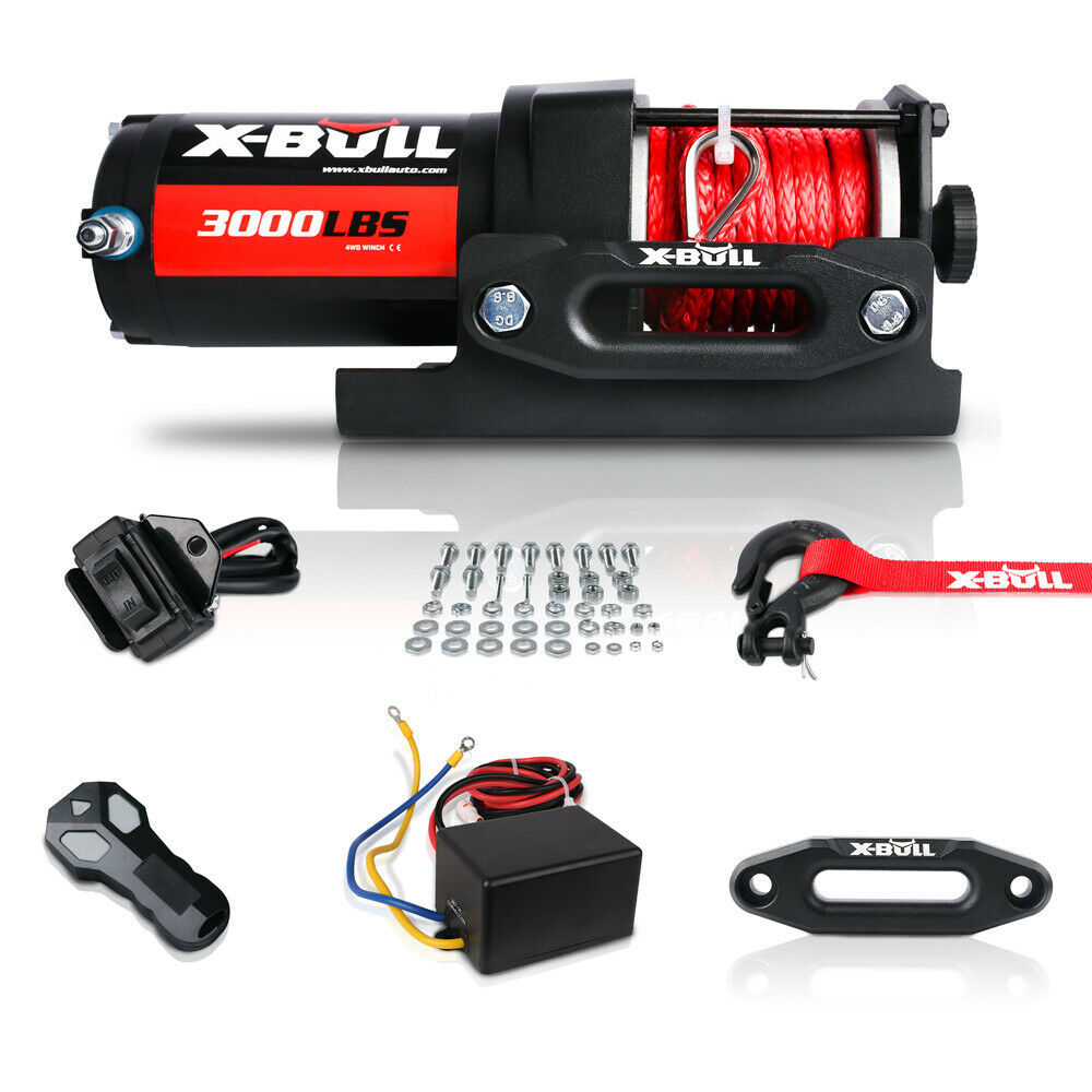 Automotive Lifts & Hoists: X-BULL Electric Winch 12V Wireless 3000lbs/1360kg Synthetic Rope BOAT ATV 4WD