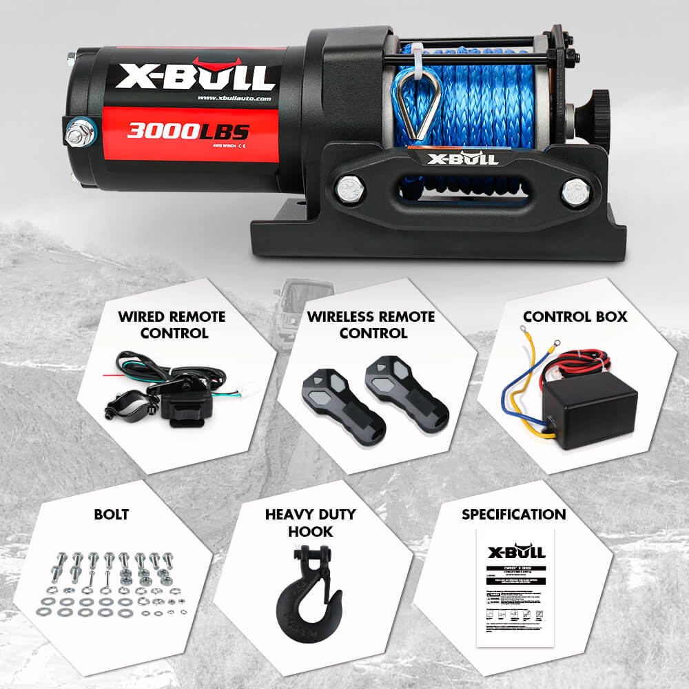 Automotive Lifts & Hoists: X-BULL 12V Electric Winch 3000LB ATV Winch Boat Trailer Winch Synthetic Rope