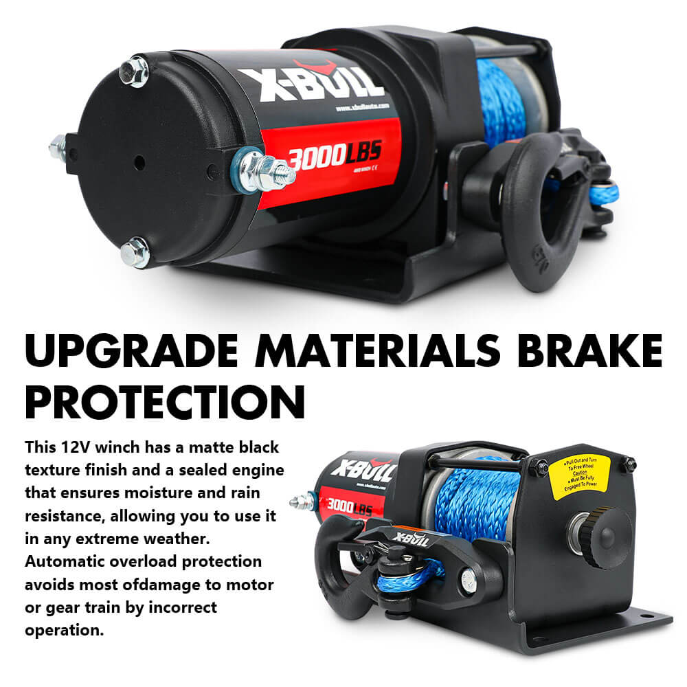 Automotive Lifts & Hoists: X-BULL 12V Electric Winch 3000LB ATV Winch Boat Trailer Winch Synthetic Rope