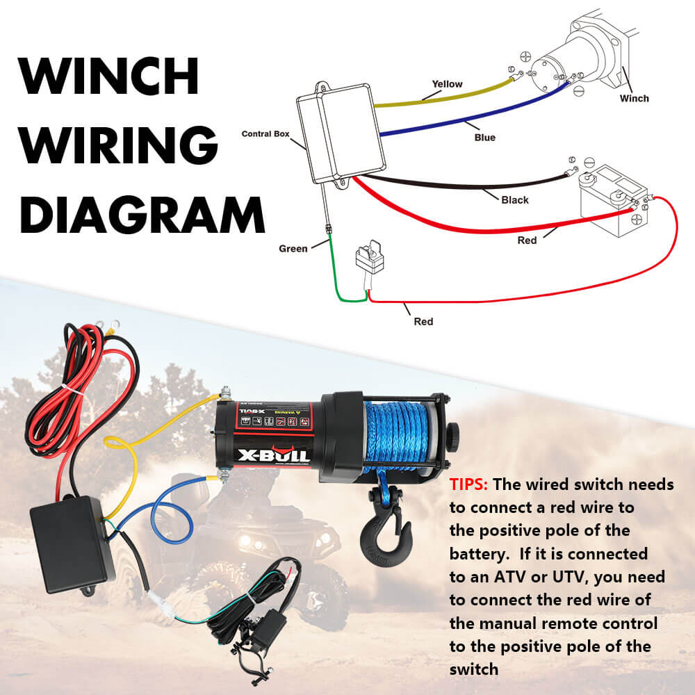 Automotive Lifts & Hoists: X-BULL 12V Electric Winch 3000LB ATV Winch Boat Trailer Winch Synthetic Rope