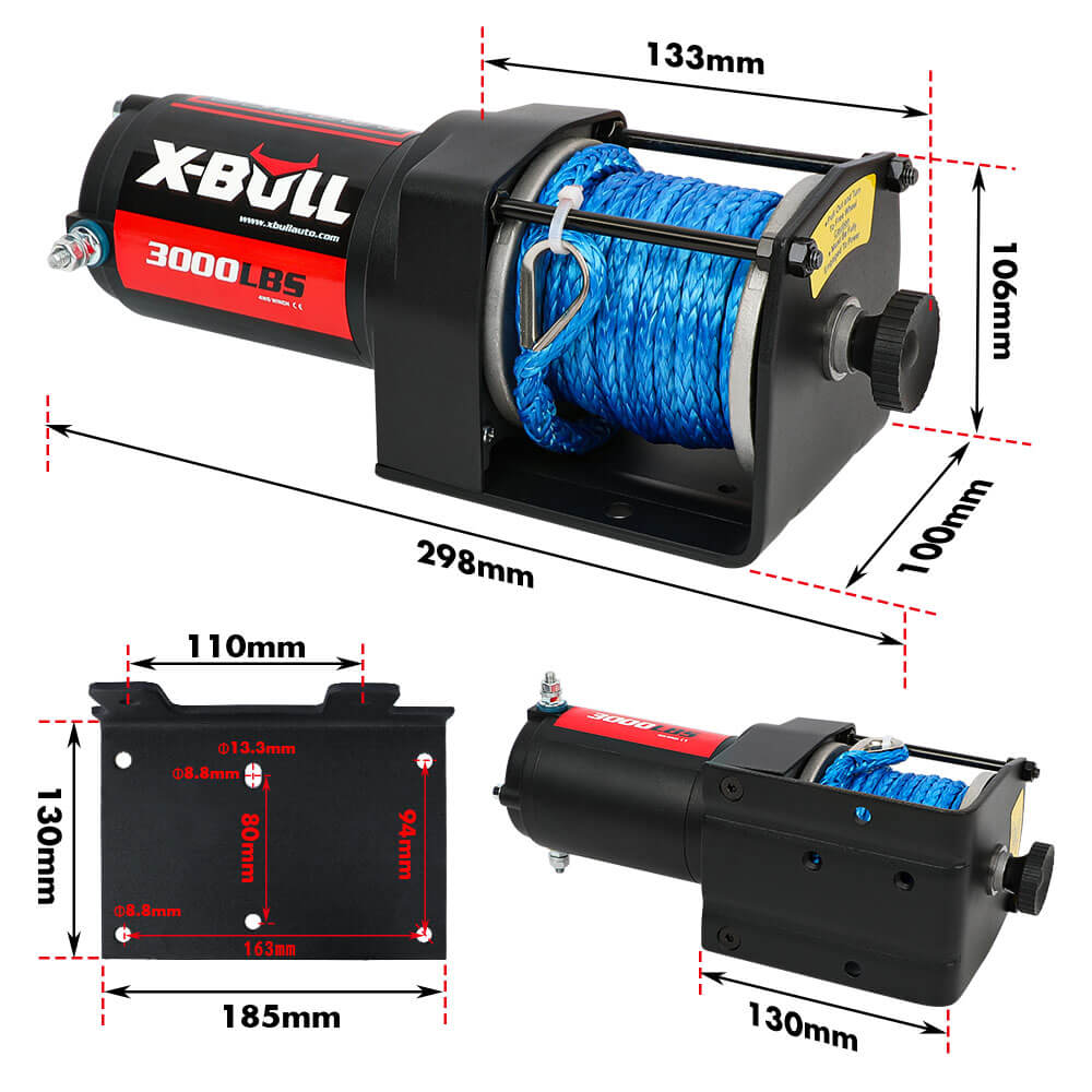 Automotive Lifts & Hoists: X-BULL 12V Electric Winch 3000LB ATV Winch Boat Trailer Winch Synthetic Rope
