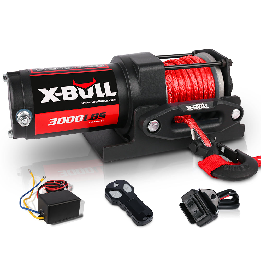 Automotive Parts: X-BULL Electric Winch 12V 3000LBS Synthetic Rope Wireless remote ATV UTV Boat Trailer