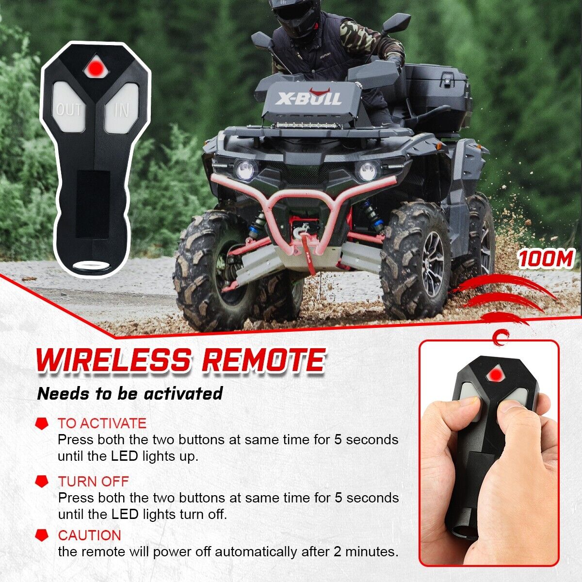 Boating Accessories: X-BULL Electric Winch 12V 5000LBS Wireless 15.2M Steel Cable ATV UTV 4WD Boat