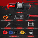 4WD Recovery Tools: X-BULL Electric Winch 12V 5000LBS Wireless Steel Cable ATV Boat With 13M Synthetic Rope