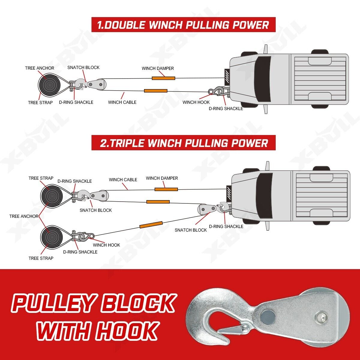 4WD Recovery Tools: X-BULL Electric Winch 6000LBS 12V BOAT Synthetic Rope Wireless Remote 4WD ATV UTV