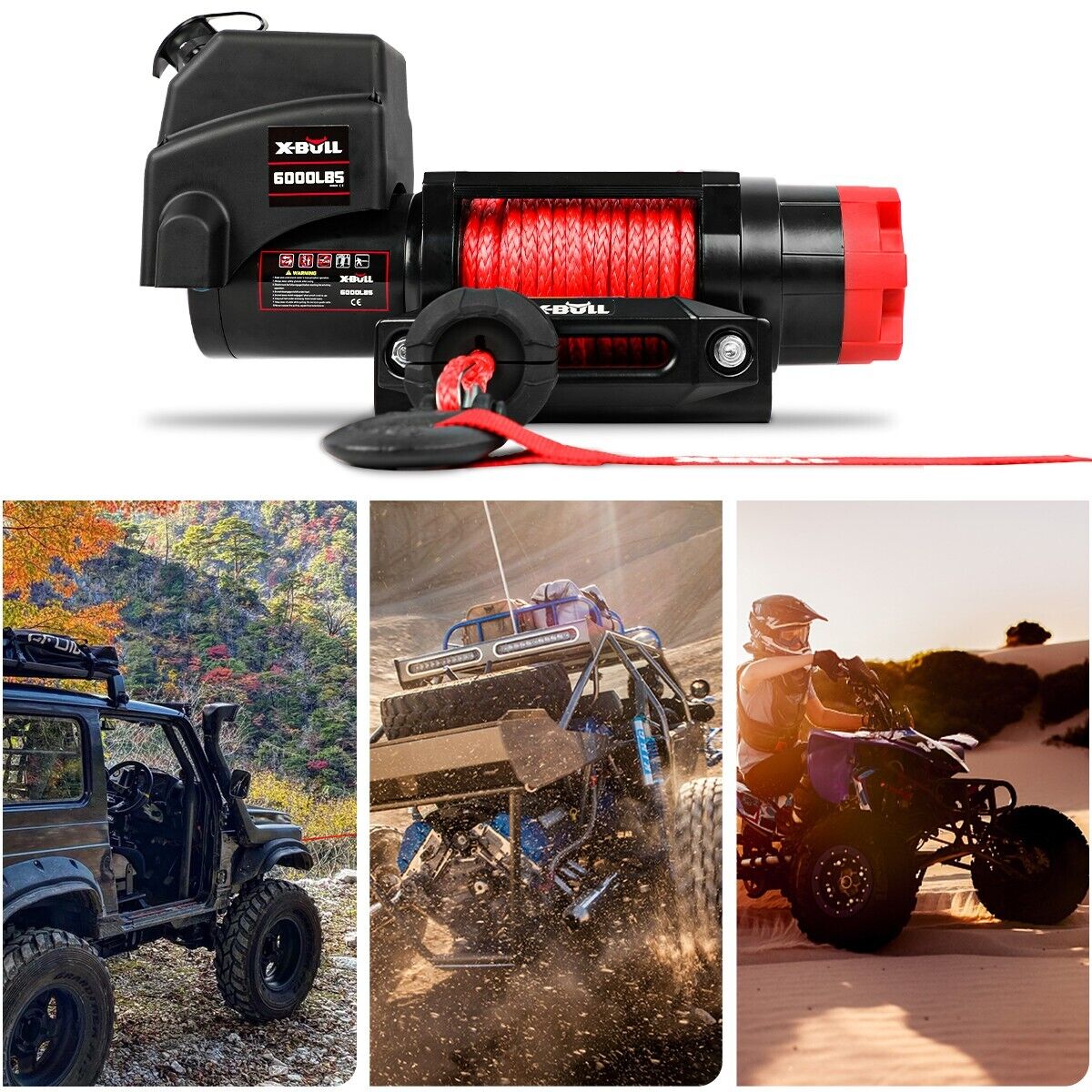 4WD Recovery Tools: X-BULL Electric Winch 6000LBS 12V BOAT Synthetic Rope Wireless Remote 4WD ATV UTV