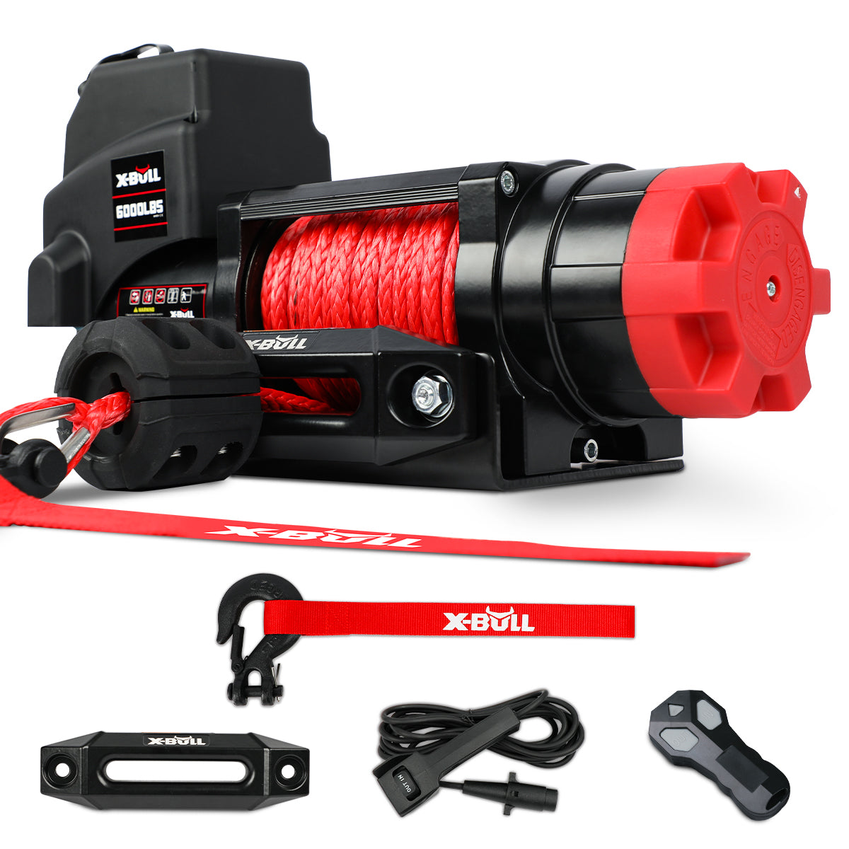 Boating Accessories: X-BULL Electric Winch 12V 6000LBS Synthetic Rope Wireless remote ATV UTV Boat Trailer 4WD