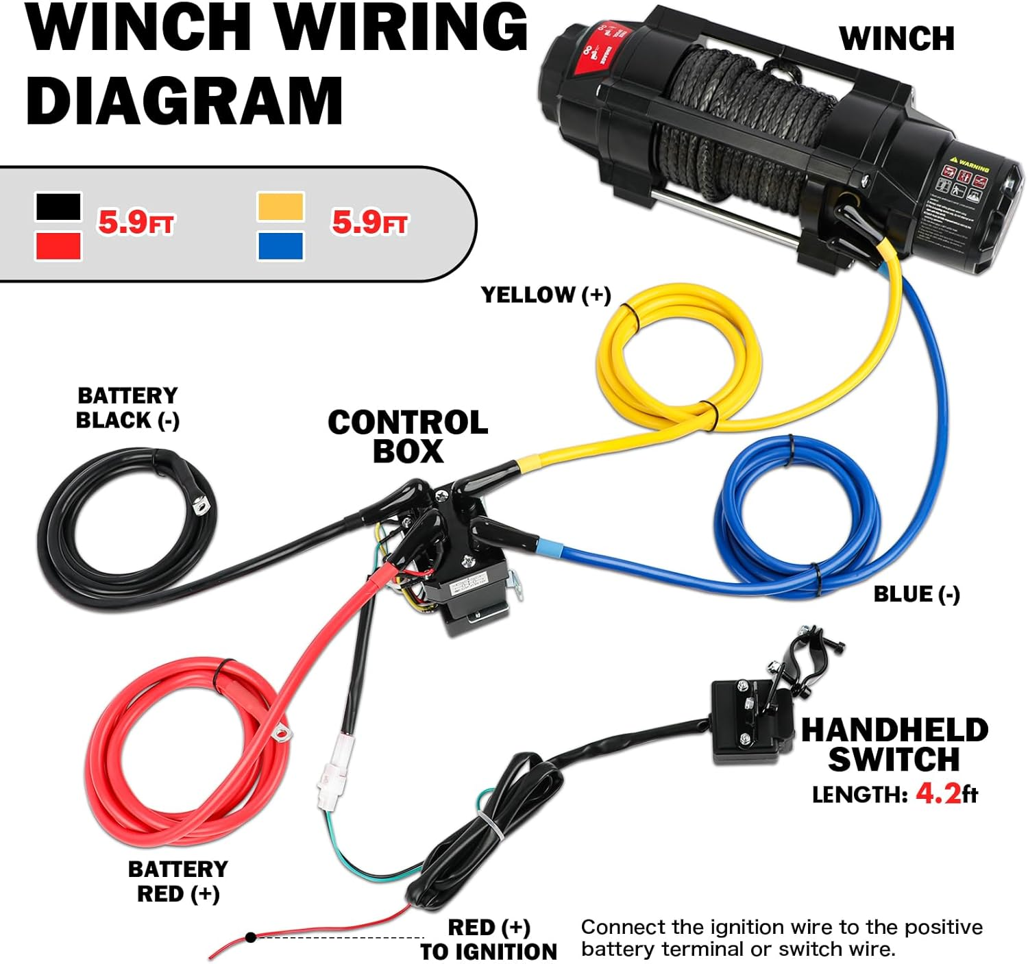 Boating Accessories: X-BULL 6000lbs Electric Winch 12V Synthetic Rope Towing Trailer ATV UTV BOAT Upgraded version