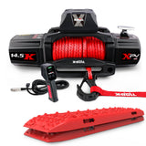Automotive Lifts & Hoists: X-BULL 14500LBS Electric Winch 12V synthetic rope with Recovery Tracks Gen3.0 Red
