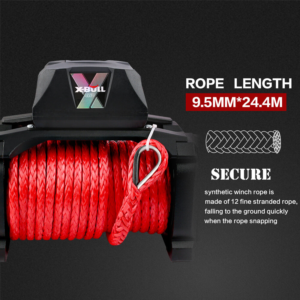 Automotive Lifts & Hoists: X-BULL 14500LBS Electric Winch 12V synthetic rope with Recovery Tracks Gen3.0 Red