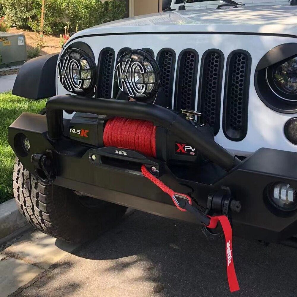 Automotive Lifts & Hoists: X-BULL 14500LBS Electric Winch 12V synthetic rope with Recovery Tracks Gen3.0 Red
