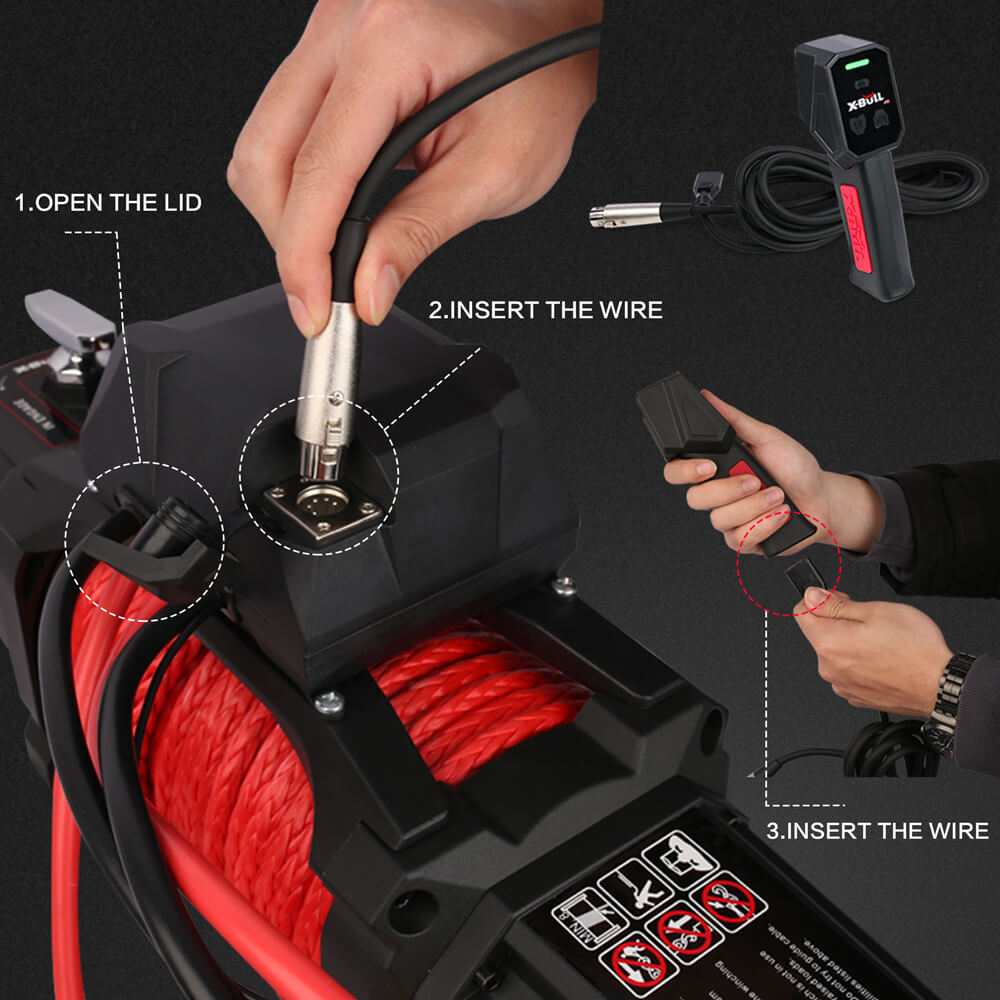 Automotive Lifts & Hoists: X-BULL 12V Electric Winch 14500LBS synthetic rope with winch mounting plate
