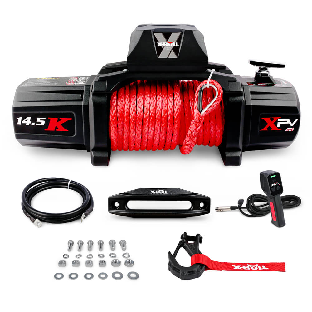 Automotive Lifts & Hoists: X-BULL 12V Electric Winch 14500LBS synthetic rope with winch cover