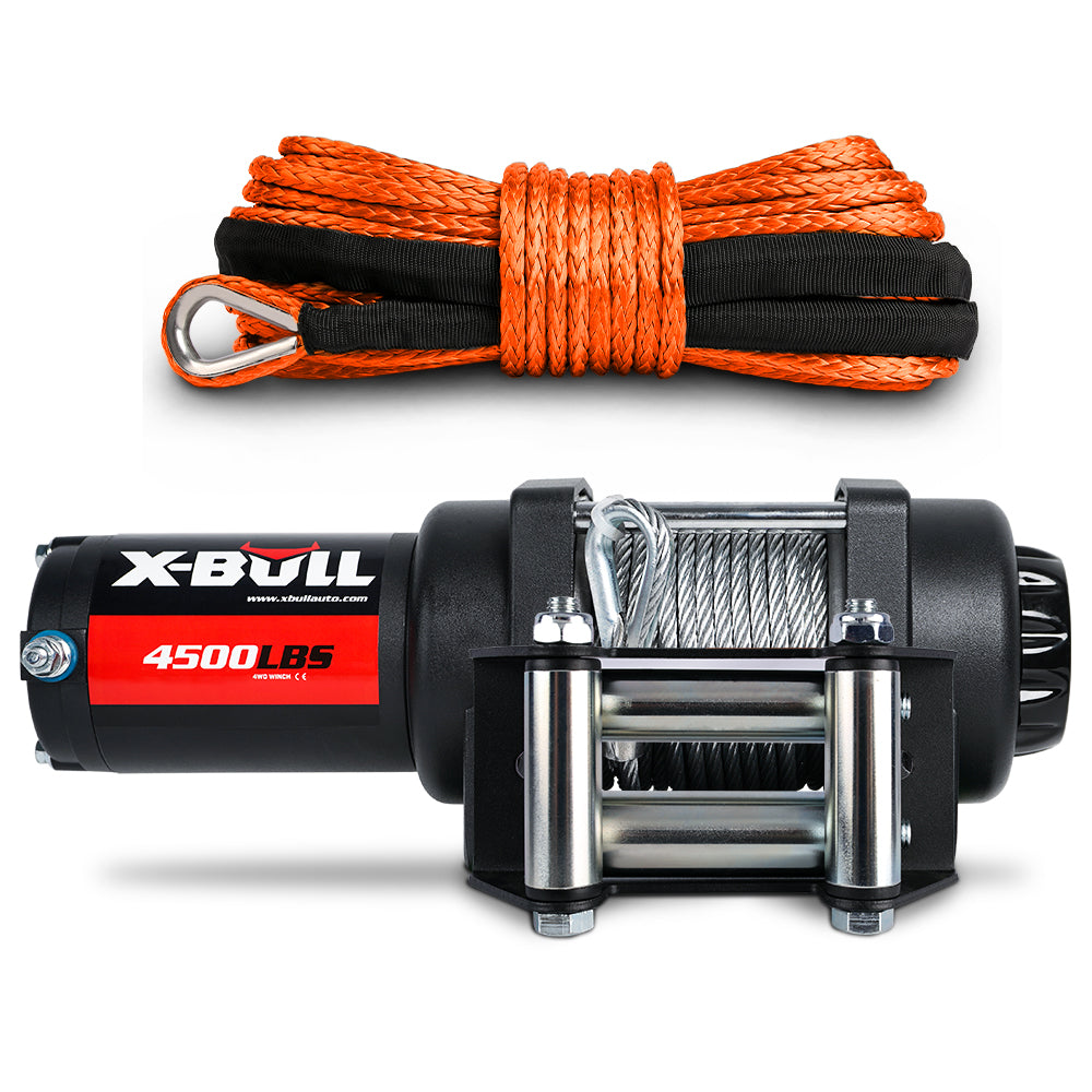 Automotive Lifts & Hoists: X-BULL 12V Electric Winch 4500LB Winch Boat Trailer Steel Cable With 5.5MX13M Synthetic Rope Orange