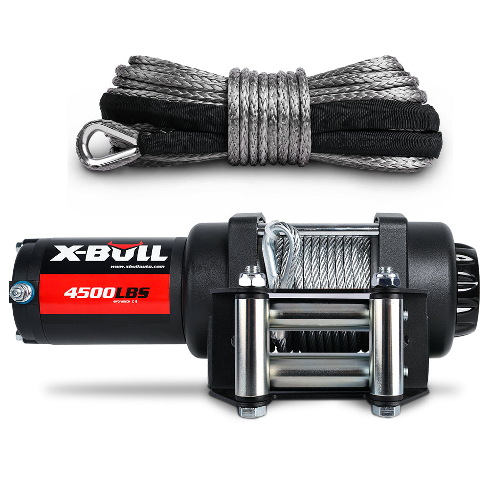Automotive Lifts & Hoists: X-BULL 4500LB Electric Winch 12V Winch Boat Trailer ATV Steel Cable With 5.5MX13M Synthetic Rope Grey