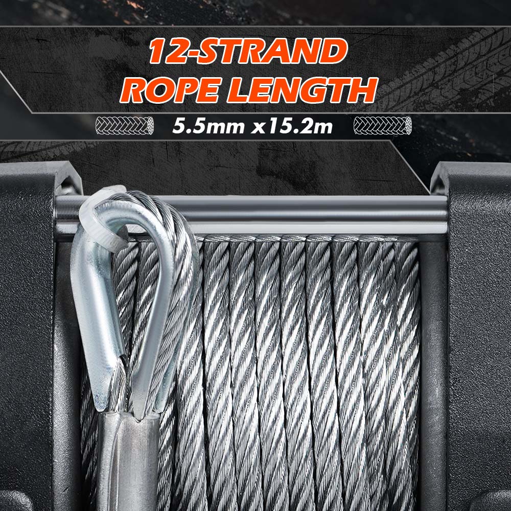 Automotive Lifts & Hoists: X-BULL 4500LB Electric Winch 12V Winch Boat Trailer ATV Steel Cable With 5.5MX13M Synthetic Rope Grey