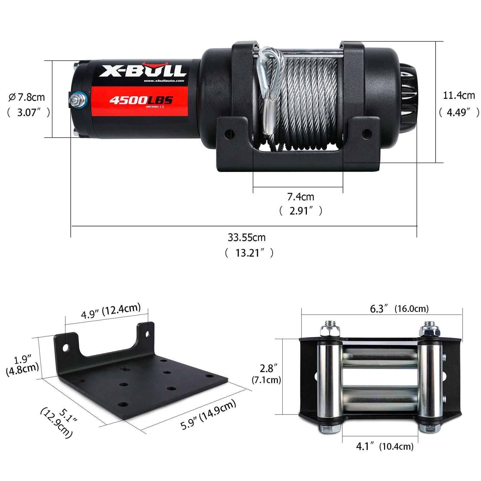 Automotive Lifts & Hoists: X-BULL Electric Winch 4500LBS/2041KG Steel Cable Wireless Remote Boat ATV 4WD