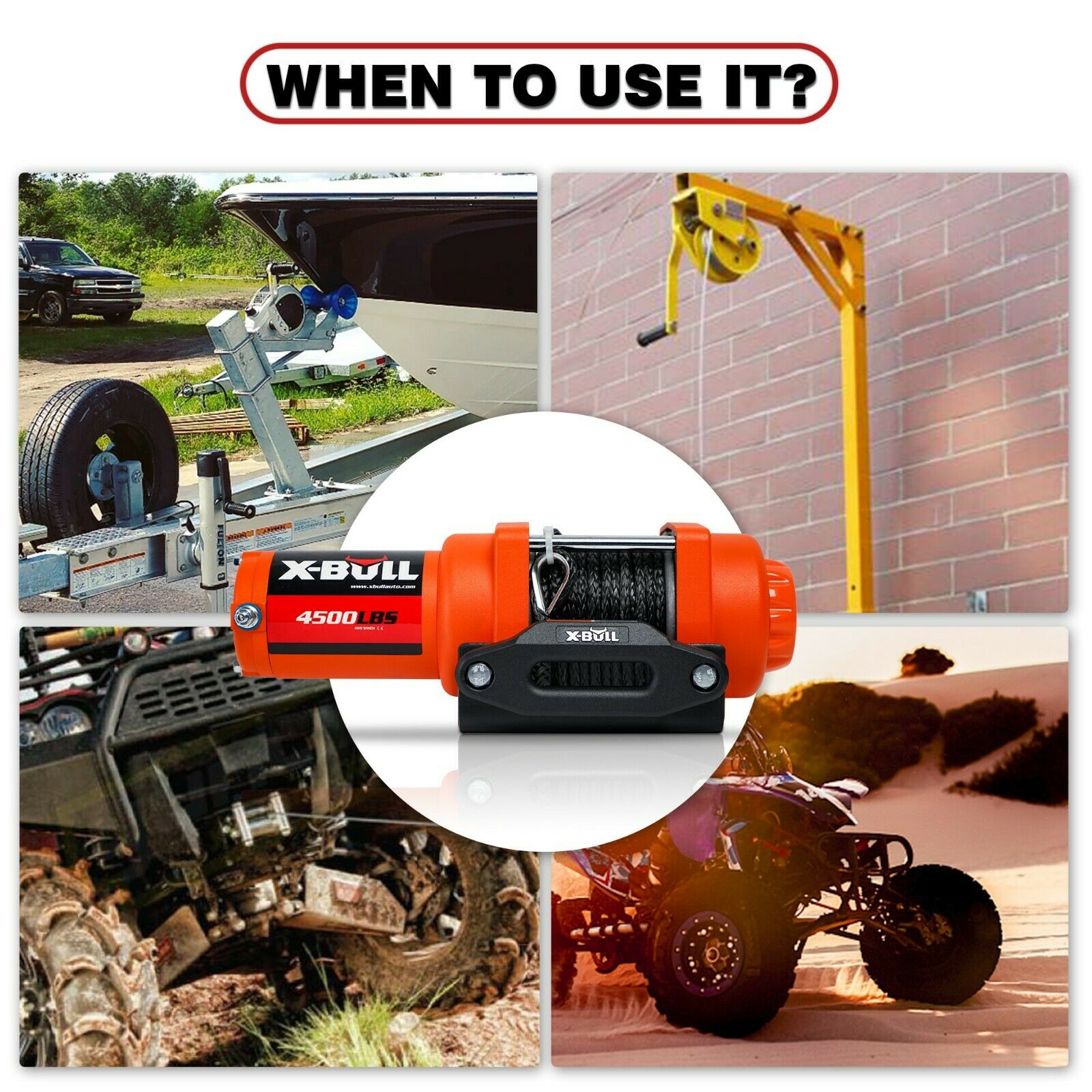 Automotive Lifts & Hoists: X-BULL Electric Winch 12v Synthetic Rope 4500LBS Wireless Remote ATV UTV 2041KG