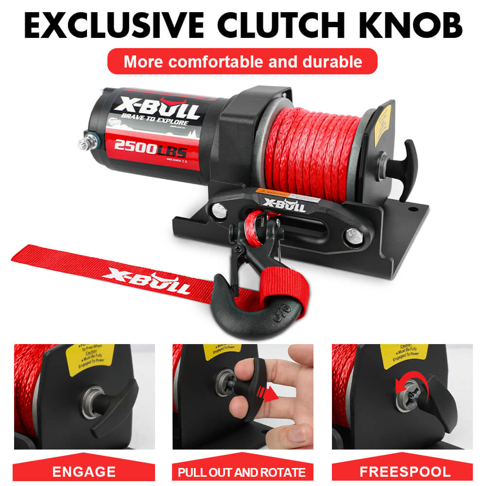 Automotive Parts: X-BULL 12V Electric Winch 2500LBS Synthetic Rope 15.2M ATV Boat Winch Trailer