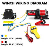 Men's Tops & T-shirts: X-BULL 2500LBS Electric Winch 12V Winch Synthetic Rope 15.2M ATV Winch Kit Boat Winch Trailer