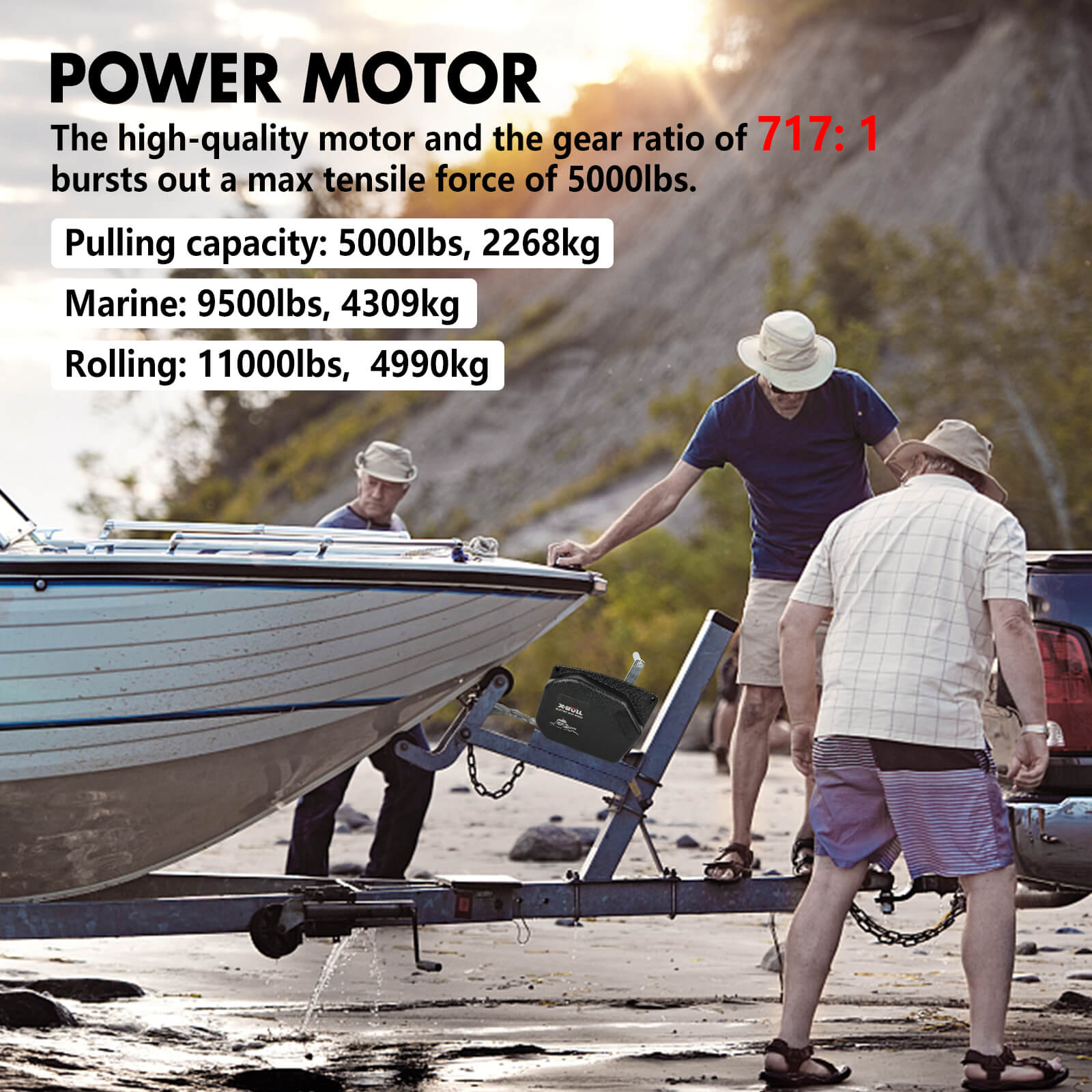 Boating Accessories: X-BULL 5000LBS Electric Boat Winch 12V Portable Detachable Marine Ship Trailer Winch