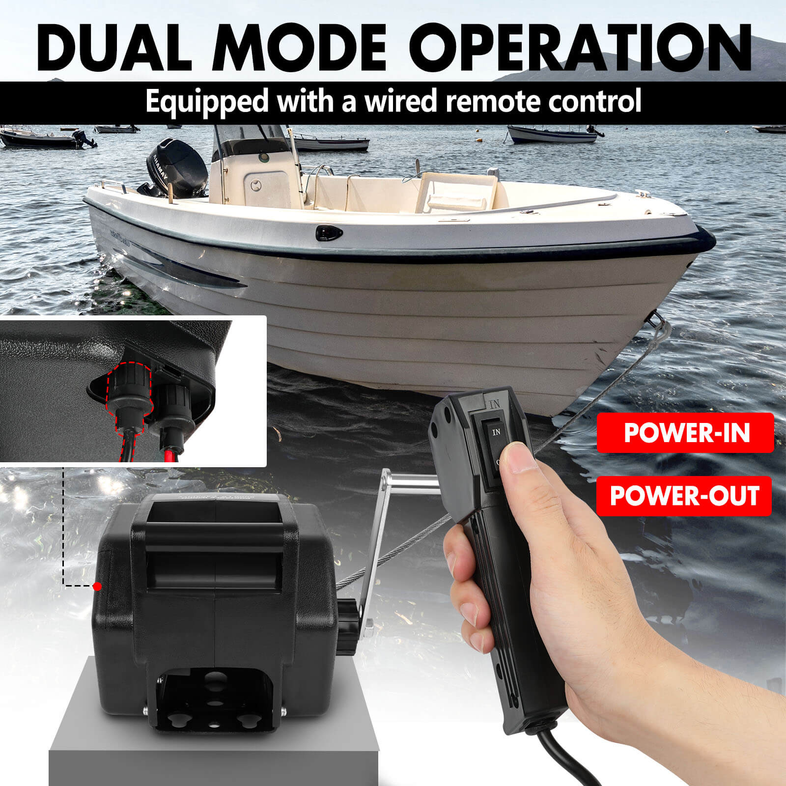 Boating Accessories: X-BULL 5000LBS Electric Boat Winch 12V Portable Detachable Marine Ship Trailer Winch