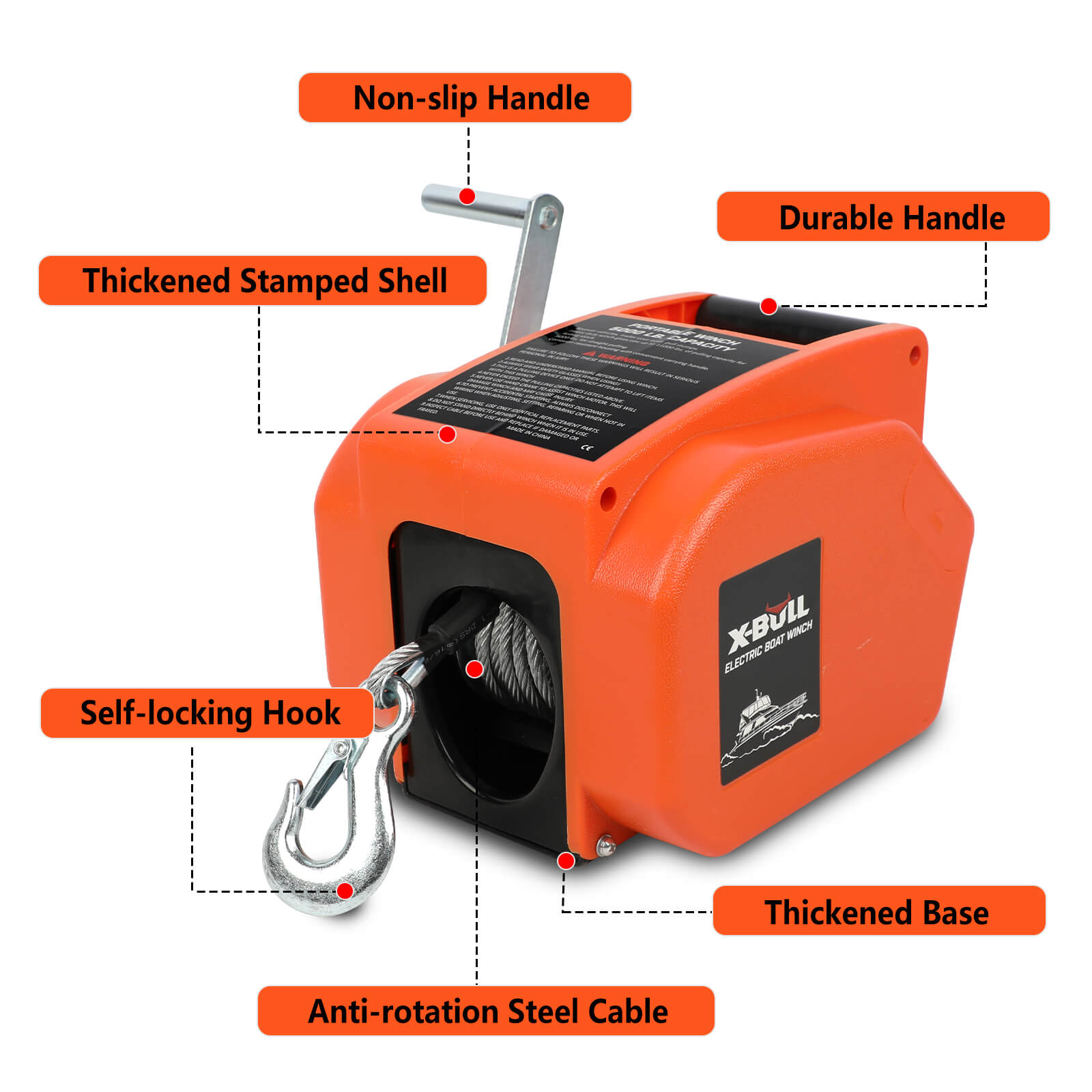 Automotive Parts: X-BULL 12V Electric Boat Winch 5000LBS Portable Wireless Remote Trailer Winch Steel Cable